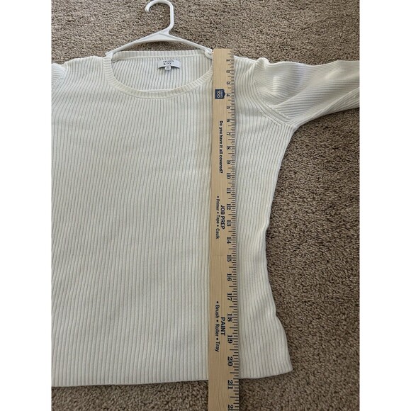 Crown & Ivy White Sweater With Rainbow Colorful Bell Flare Sleeves Size Small - Picture 6 of 10